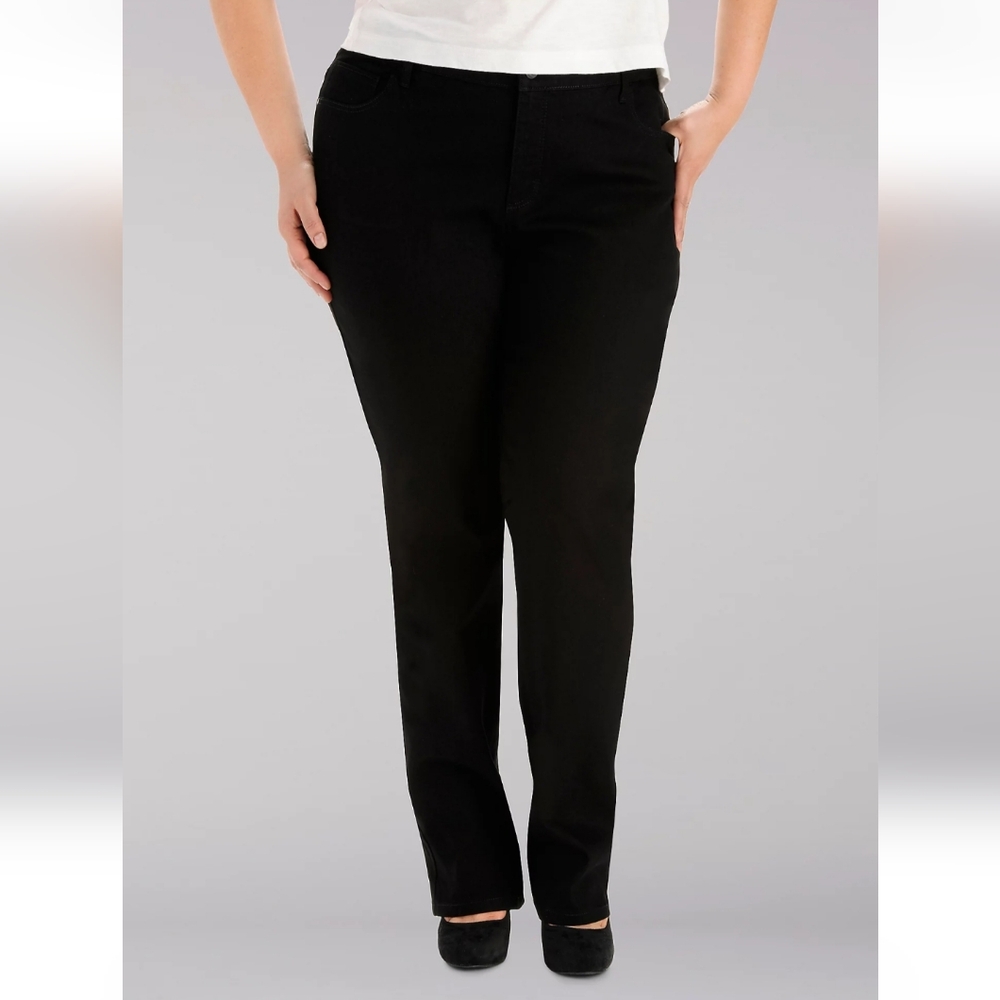 Lee W's Instantly Sliming Relaxed Fit High Rise Black Straight Leg Jeans 20WP
